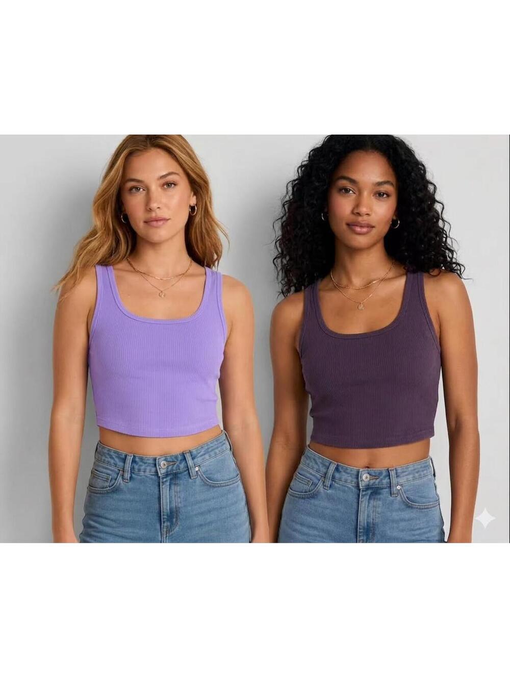 Wild Fable Ribbed Halter Crop Tank Top Bundle Lot of 2 Purple Lilac S NWT